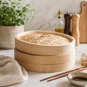 Bamboo Steamer 10 inch Diameter Stackable for Cooking